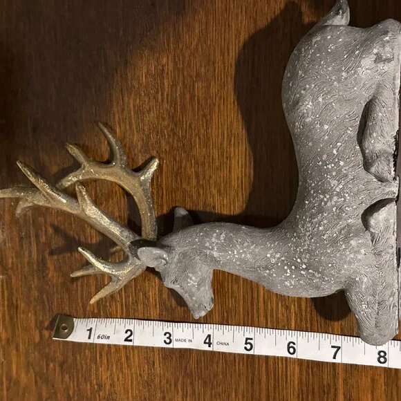 Gray and Gold Reindeer, sitting  Set of 2 - Picture 4 of 6